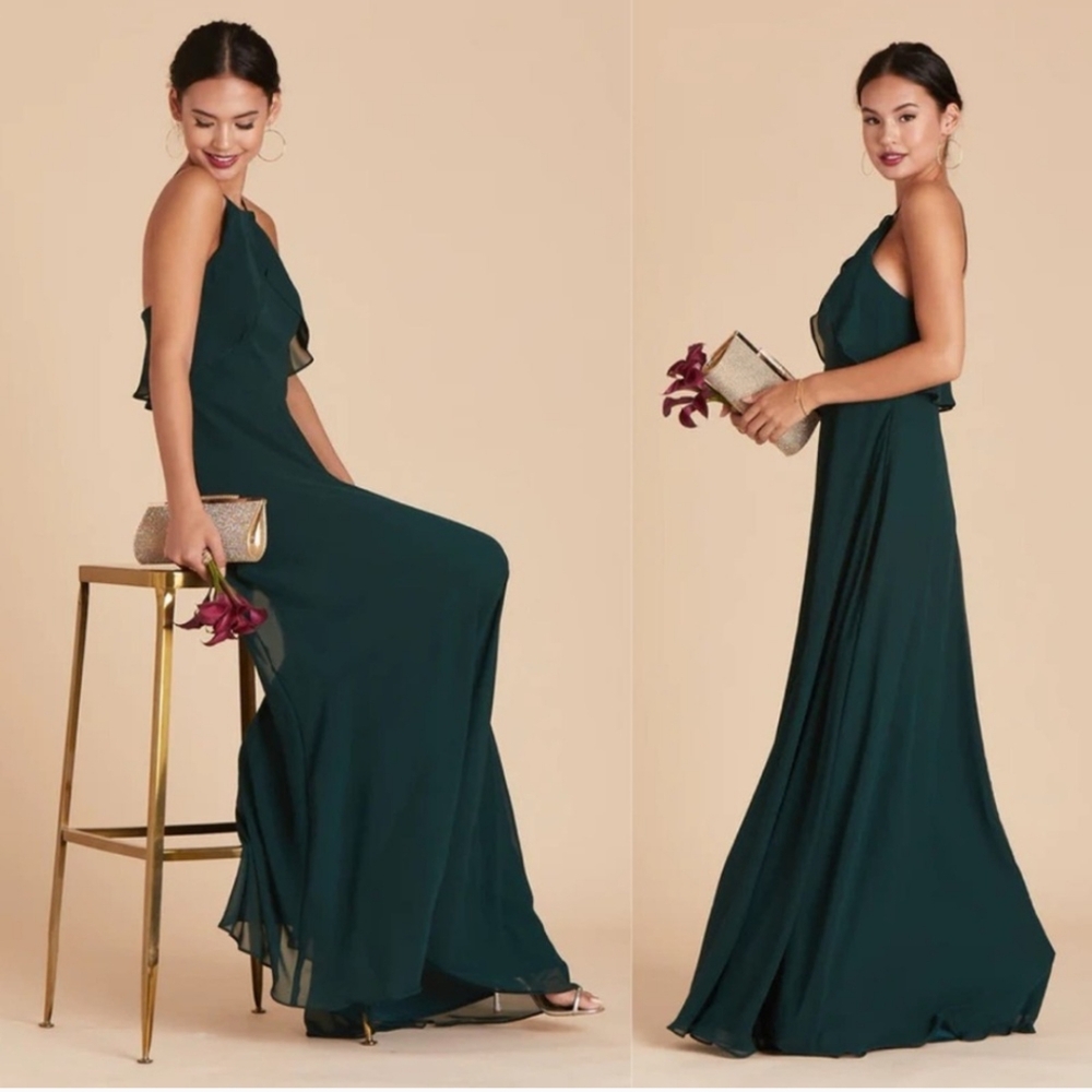 Birdy Grey Jules Bridesmaid Dress in Emerald Chiffon, size XS
